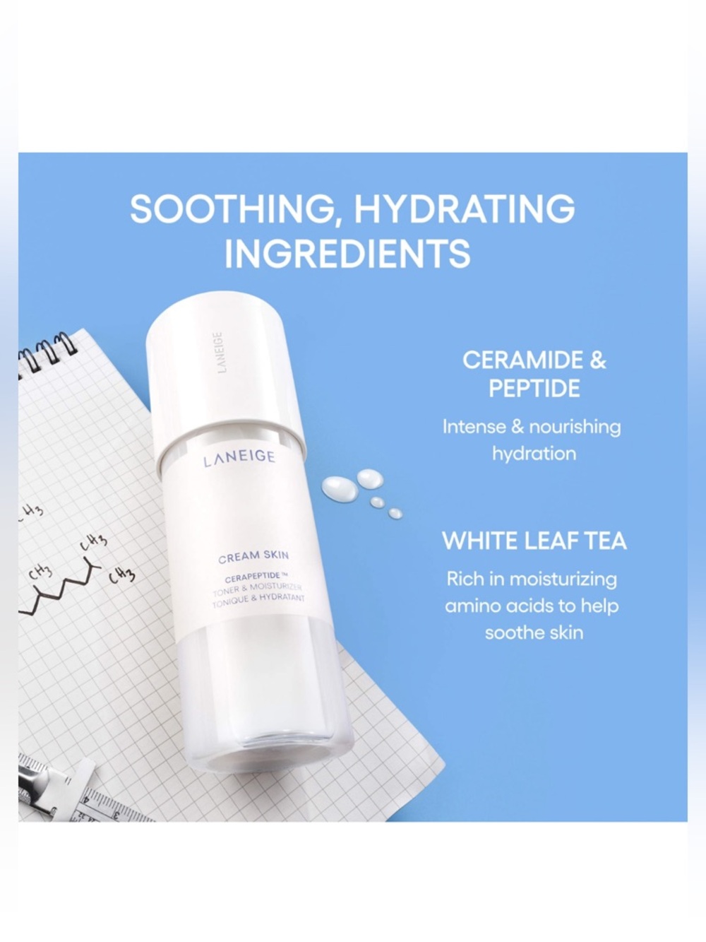 LANEIGE Cream Skin CeraPeptide Mist – light gray and navy text - Picture 8 of 10